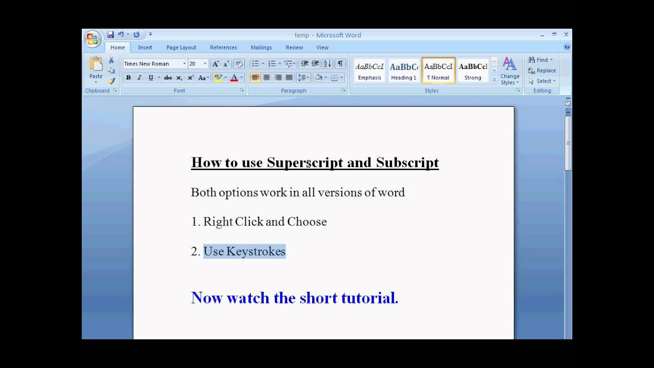 word for mac search for superscript
